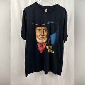 Black Short Sleeve Graphic Tee with Portrait Print